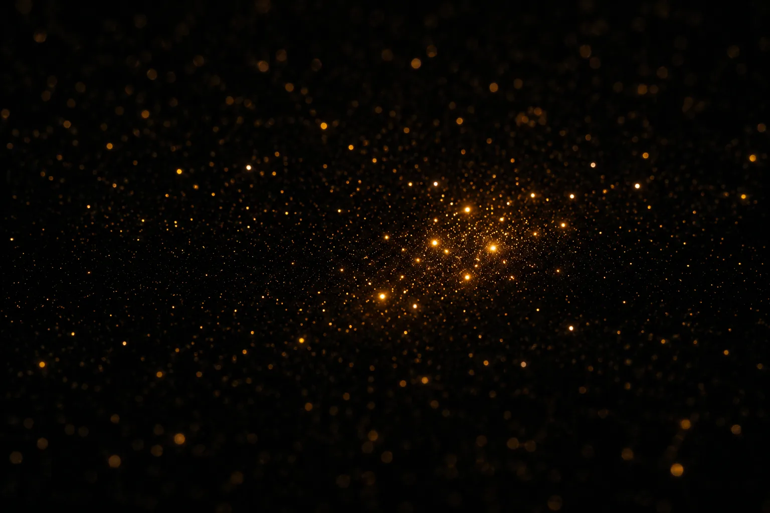 Thousands of points of warm light against darkness, a few coming into focus — signal emerging from noise